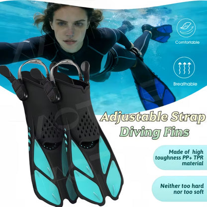 Adjustable Snorkel Fins for Adults and Teens Soft Silicone Diving Fins Comfortable Breathable Swim Fins for Snorkeling Diving